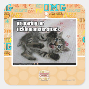 Preparing For Ticklemonster Attack Square Sticker