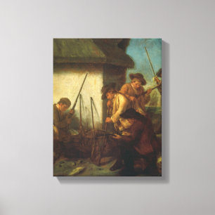 Preparing the Guns (oil on canvas) Canvas Print