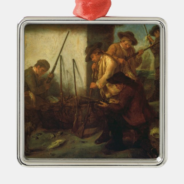 Preparing the Guns (oil on canvas) Metal Tree Decoration (Front)