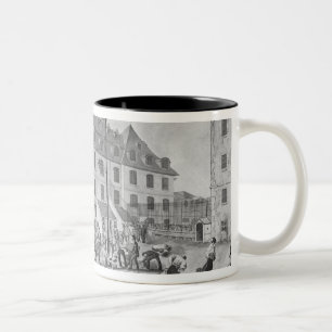 Preparing the shackling of the convicts Two-Tone coffee mug