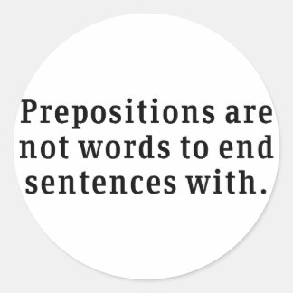 Prepositions Classic Round Sticker