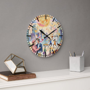 Prepossessing Love And Happiness In The Big City Large Clock