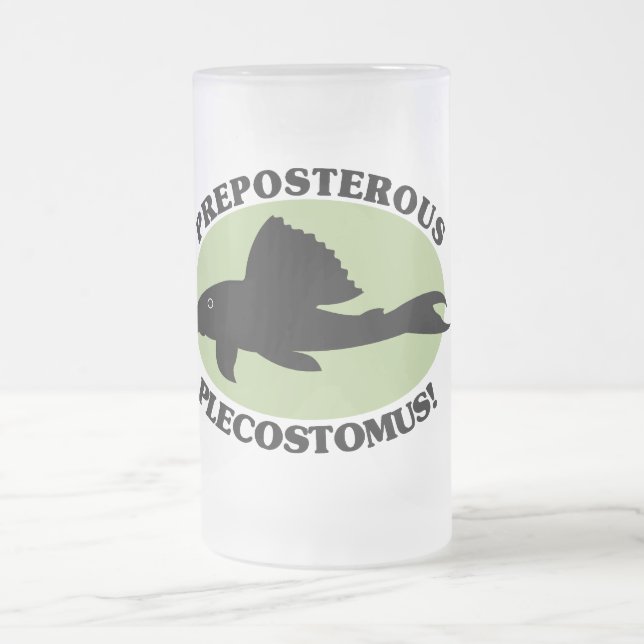 Preposterous Plecostomus Frosted Glass Beer Mug (Center)