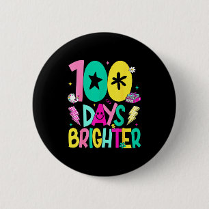 Preppy 100 Days Brighter Happy 100th Day Of School 6 Cm Round Badge