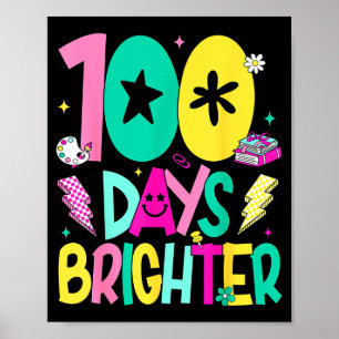 Preppy 100 Days Brighter Happy 100th Day Of School Poster