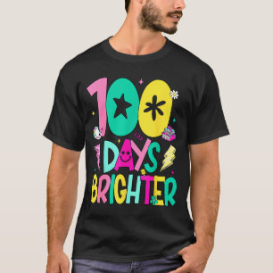 Preppy 100 Days Brighter Happy 100th Day Of School T-Shirt