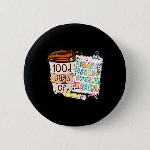 Preppy 100 Days Of Coffee And Lesson Plans Teacher 6 Cm Round Badge
