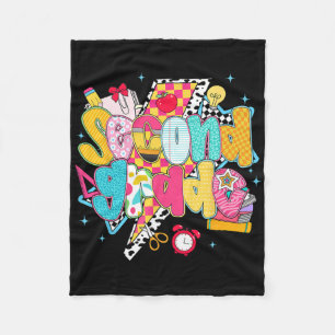 Preppy 2nd Grade Dream Team Back To School Teacher Fleece Blanket