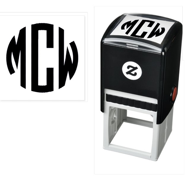 Preppy 3 Initial Circle Monogram Framed 2X Self-inking Stamp (Creator Uploaded)