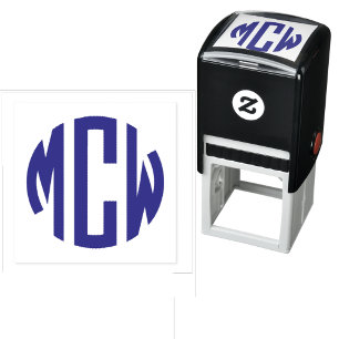 Preppy 3 Initial Circle Monogram Self-inking Stamp