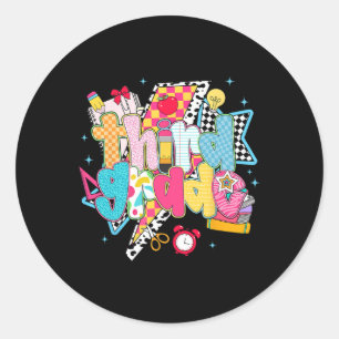 Preppy 3rd Grade Dream Team Back To School Teacher Classic Round Sticker
