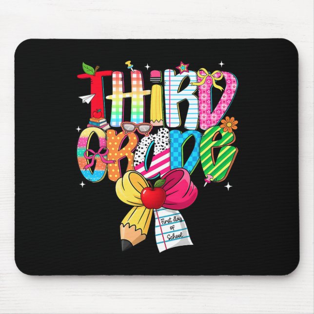 Preppy 3rd Grade Dream Team Back To School Teacher Mouse Mat (Front)