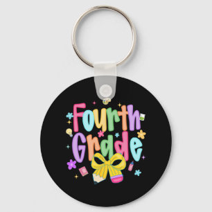 Preppy 4th Grade Back To School First Day Of Fourt Key Ring