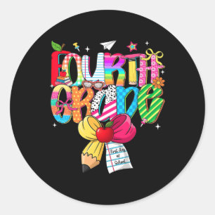 Preppy 4th Grade Dream Team Back To School Teacher Classic Round Sticker