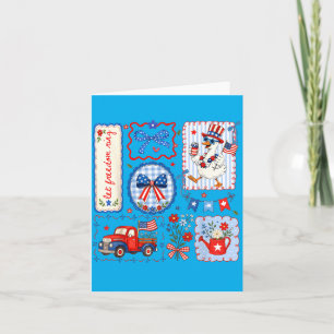 Preppy 4th Of July Coquette Bow Independence Day Card