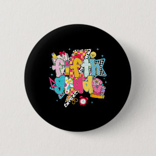 Preppy 5th Grade Dream Team Back To School Teacher 6 Cm Round Badge