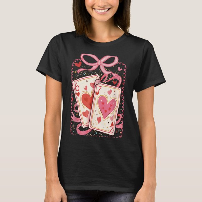 Preppy 6 7 Valentine Couple Love Hearts Playing Ca T-Shirt (Front)