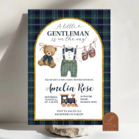  Preppy a little gentleman Baby Shower Invitation 