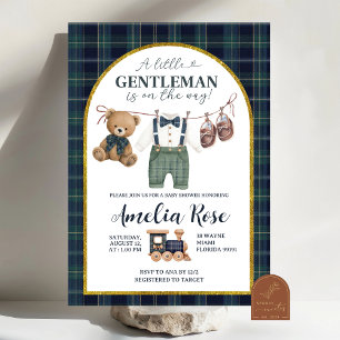  Preppy a little gentleman Baby Shower Invitation 
