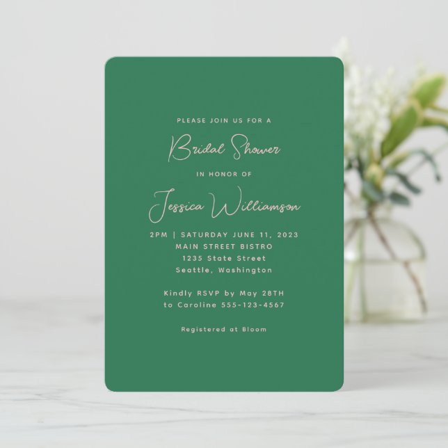 Preppy Aesthetic Pink and Green Bridal Shower Invitation (Standing Front)