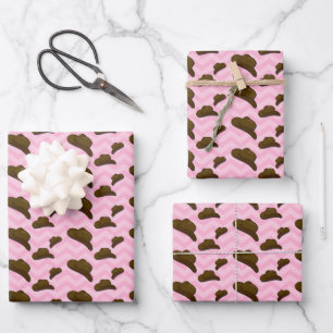 Preppy Aesthetic Pink Cowboy Cowgirl Wrapping Paper Sheet