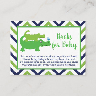 Preppy Alligator Baby Shower Book Request Cards