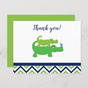 Preppy Alligator Crocodile Thank you notes Invitation