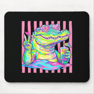 Preppy Alligator Heart Sungles Ed Aesthetic Summer Mouse Mat
