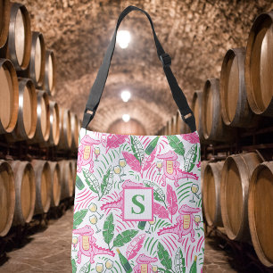 Preppy Alligator Wine Pink Green Monogram Crossbody Bag