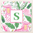 Preppy Alligator Wine Pink Green Monogram White