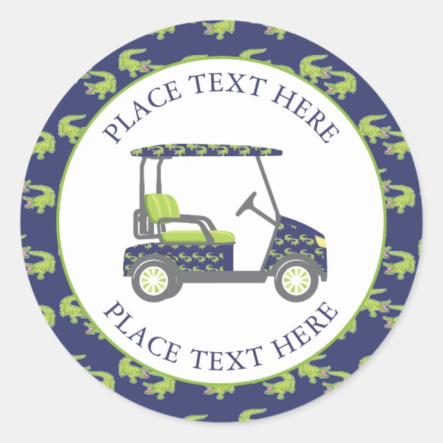 Preppy Alligators Golf Cart Classic Round Sticker (Front)