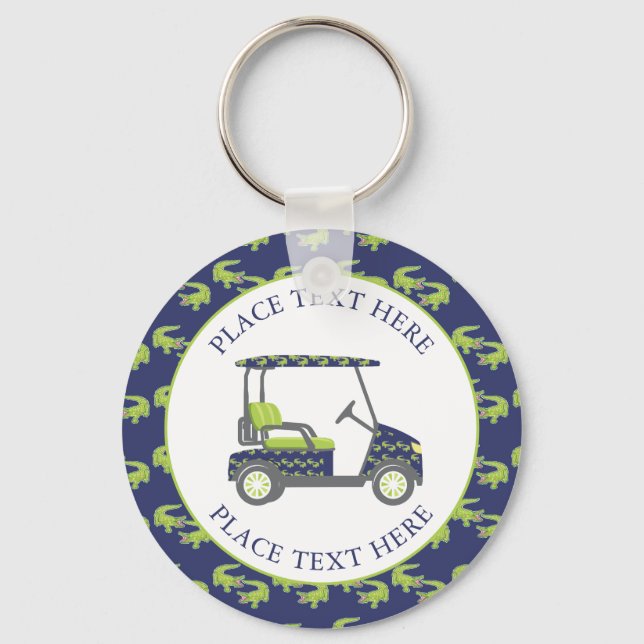 Preppy Alligators Golf Cart Key Ring (Front)