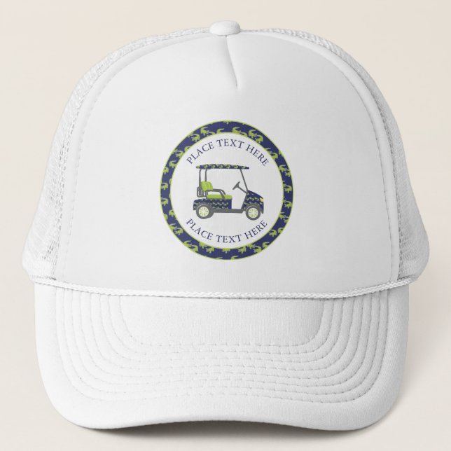 Preppy Alligators Golf Cart Trucker Hat (Front)