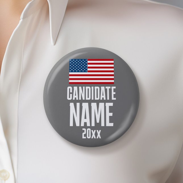 Preppy American Flag Red White Custom Campaign 6 Cm Round Badge (Custom Campaign Button - Great Rally button for the Next Election)