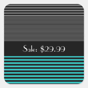Preppy and Fresh Teal Stripes Price Tag