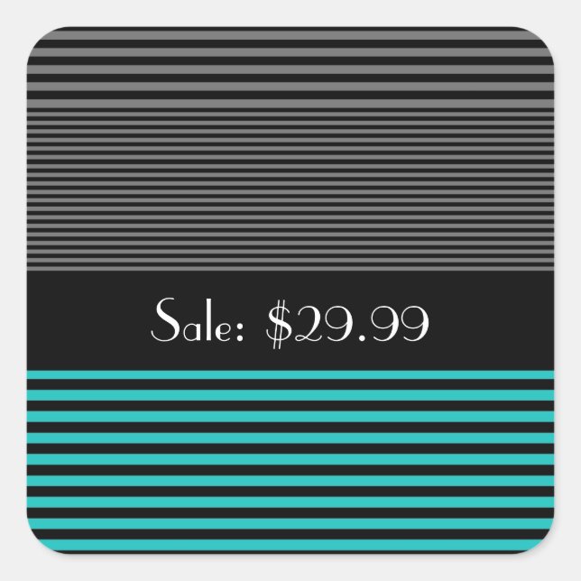 Preppy and Fresh Teal Stripes Price Tag (Front)
