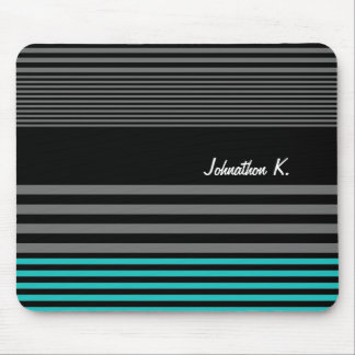 Preppy and Fresh Teal Stripes With Name Mouse Mat