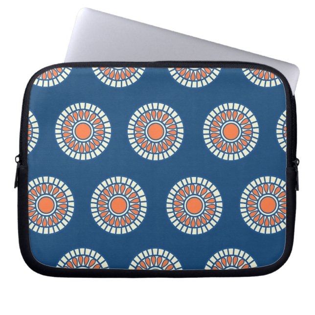 Preppy arabesque polka dot dots tribal pattern laptop sleeve (Front)