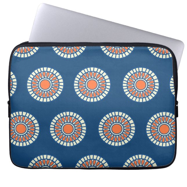Preppy arabesque polka dot dots tribal pattern laptop sleeve (Front)