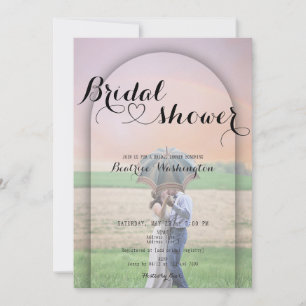 Preppy Arch Handwritten Heart Photo Bridal Shower Invitation