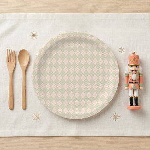 Preppy Argyle Christmas Holiday Party Paper Plate