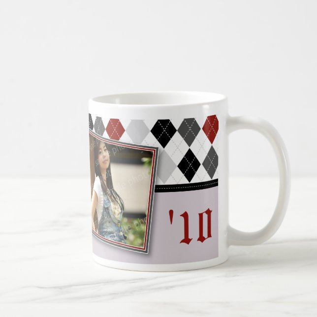 Preppy Argyle Graduation Mug (grey scheme) (Right)