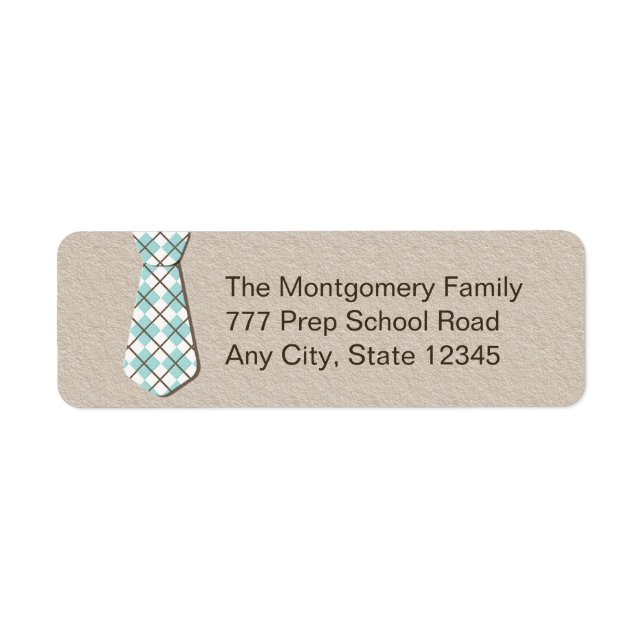 Preppy Argyle Necktie Return Address Labelsi (Front)