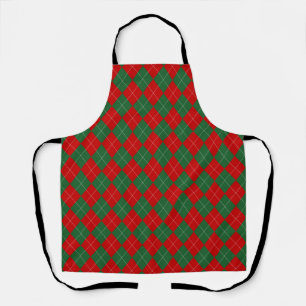 Preppy Argyle Tartan Diamond Plaid Red Green Apron