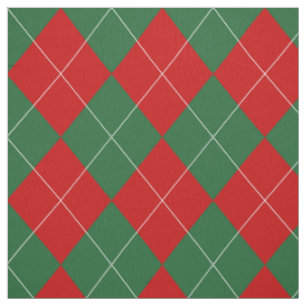 Preppy Argyle Tartan Diamond Plaid Red Green Fabric