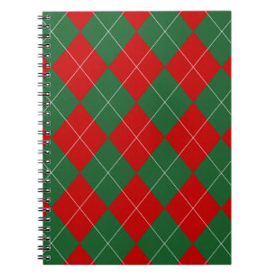 Preppy Argyle Tartan Diamond Plaid Red Green Notebook