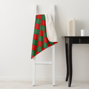 Preppy Argyle Tartan Diamond Plaid Red Green Sherpa Blanket