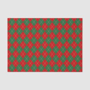 Preppy Argyle Tartan Diamond Plaid Red Green Tissue Paper
