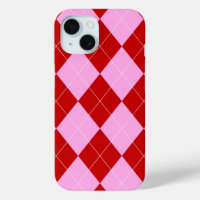 Preppy Argyle Tartan Diamond Plaid Red Pink