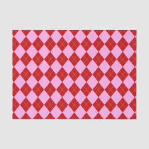 Preppy Argyle Tartan Diamond Plaid Red Pink Tissue Paper